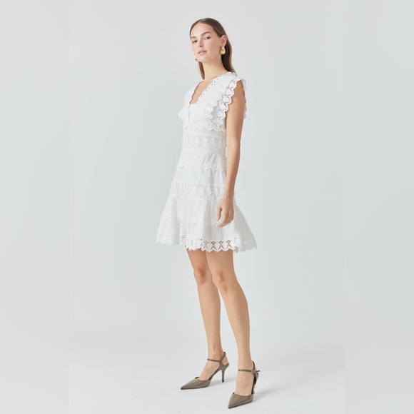 Endless Rose ~ PLUNGING NECK LACE TRIM DRESS - Picture 4 of 7